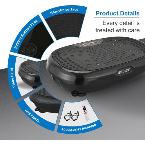 EILISON FitMaxx 3D XL Vibration Plate Exercise Machine - Whole Body Workout Vibration Platform w/Loop Bands - Lymphatic Drainage Machine for Weight Loss, Shaping, Recovery
