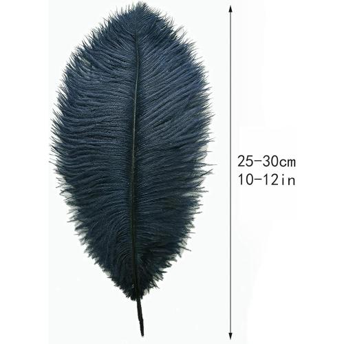 Ballinger Navy Blue Ostrich Feathers Plumes - 24pcs 10-12inch Craft Feathers for Wedding Party Centerpieces Halloween Decorations