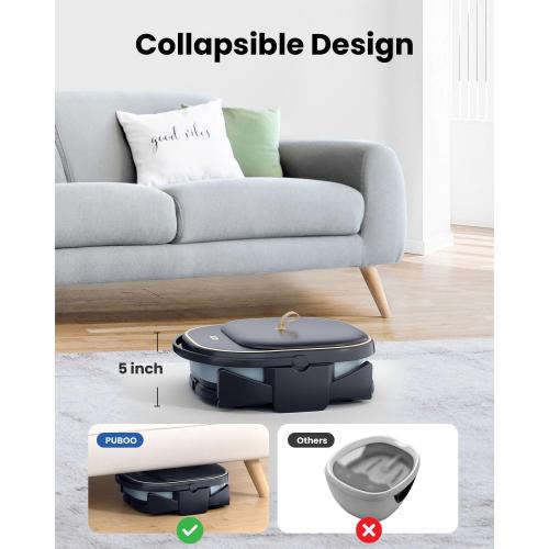 Puboo Collapsible Foot Spa Bath Massager with Heat, 95-115°F Precise Temp Control, Motorized Massage Rollers, Heated Foot Bath Soak Tub, Fits up to US Men’s Size 11 / Women’s Size 12.5
