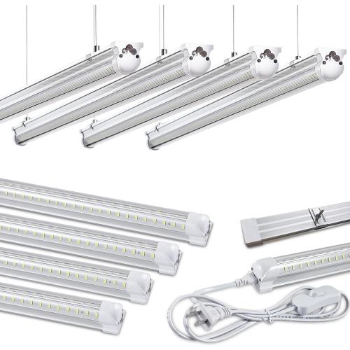 8Pack 4FT LED Shop Light Garage Lights,50W 6000K 7500LM White Light,Hanging/Surface Mount,T8 4FT Tube Lamp for Warehouse Workshop Basement,Linkable LED Shop Lights,Plug and Play