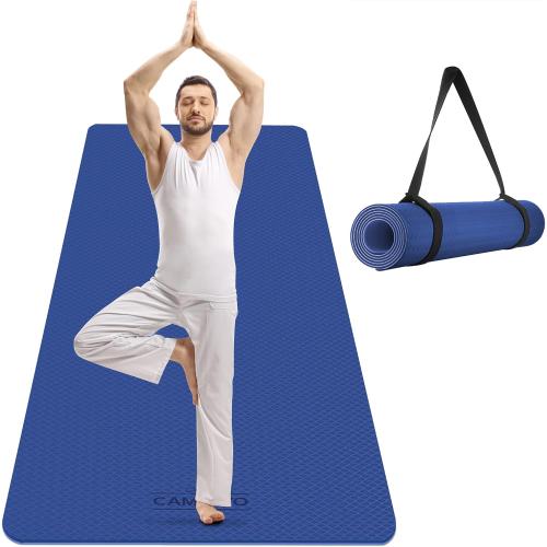 Size72/84x 32x 1/4 Color Blue  Extra Wide Yoga Mat for Women and Men (72/84x 32x 1/4) TPE Workout Mat, Non-slip Large Exercise Fitness Mat for Yoga, Pilates, Workout