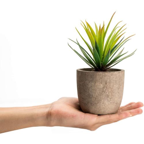 Velener Mini Home Decoration Aloe Vera Artificial Plants with Paper-Mache Pots (Set of 2), 7 inches and 5 inches, Faux Plants for Living Room, Kitchen, Bedroom, and Office Decor…