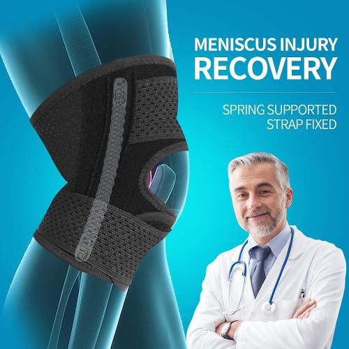 Color Black Knee Brace with Side Stabilizers Relieve Meniscus Tear Knee Pain ACL MCL Arthritis,Joint Pain Relief, Breathable Adjustable Knee Support Suitable for Men and Women with Sports Injuries