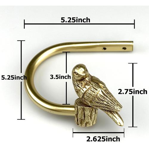 Curtain Drapery Holdbacks with Resin Bird, Wall Mount Drapery Hooks Holders, Set of 2, Gold