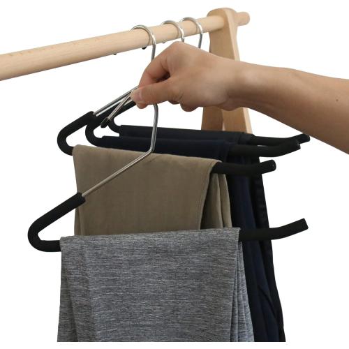 Open Ended Pants Hangers, 10 Pack Non-Slip Foam Padded Pants Hangers Space Saving Heavy Duty for Jeans, Trousers, Slacks