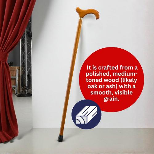 Dress Up America Classic Wooden Walking Cane – Lightweight Wooden Cane with Rubber Tip, 35.5” & 32” Everyday Walking Stick for Men & Women, Derby Handle Formal Accessory for Events & Daily Use