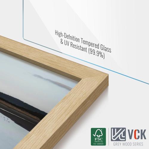 12x16 Picture Frame 2 Pack - Natural Oak, High-End Wood Poster Frames with Tempered Glass, Display 8.5x11 Photo with Mat or 12x16 without Mat, Art Gallery-Quality, Wall Hanging, Natural Oak
