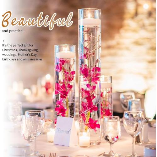 9 Pack Glass Cylinder Vases 16 Inch Tall Clear Flower Vases for Centerpieces, Hurricane Floating Candle Holder Wedding Decorations, Floral Simple Vase Bulk for Party Home Decor (3.35 x 16 Inch)