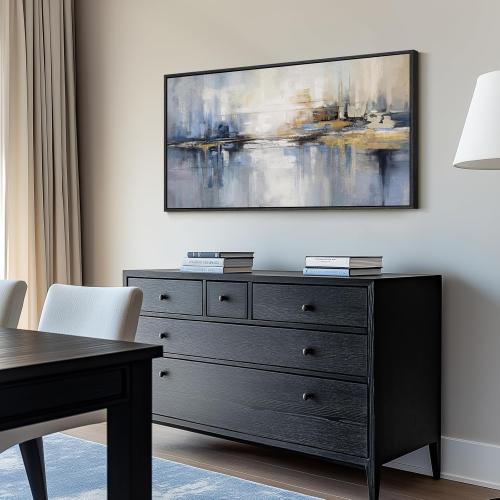 Framed Extra Large Blue Abstract Wall Art for Living Room, Modern Canvas Prints Painting Artwork for Walls, Minimalist Abstract Pictures for Living Room Dining Room Bedroom Office Wall Decor 30x60 In