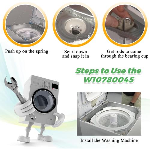 Updated W10780045 Washer Suspension Rods Kit (4 Pack) by Techecook - Replacement for Whirlpool Kenmore Maytag Amana suspension rod W10537442 W10780053 WTW4616FW0 NTW4516FW0 NTW4516FW1 WTW4800BQ1