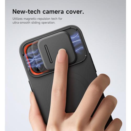 SURITCH for iPhone 14 Pro Max Case with Magnetic Camera Slide Cover and Adjustable Kickstand, Compatible with MagSafe, Shockproof Bumper Case Slim Protective Cover 6.7 Inch, Black