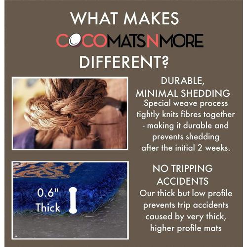 COCO MATS 'N MORE Coco Coir Door Mat – Heavy Duty Outdoor Mat, Non-Slip Welcome Mat with Vinyl Backing, Front Porch Door Mat with Tough Coir Bristles (18 x 30 | Love Heart)