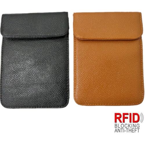 Leather Faraday Bag RFID Cell Phone Signal Blocking/Jammer Pouch Bag Anti-Spying/Tracking/Radiation GPS Shielding Passport Sleeve/Wallet Case,Car Key FOB
