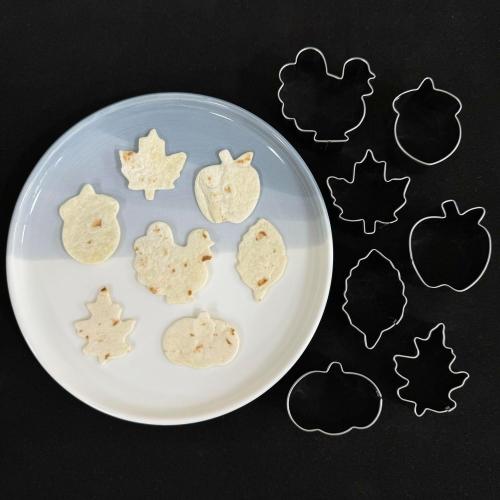 Mini Autumn Cookie Cutter Set-7 Piece-2.0 Inch-Diswasher Safe-Autumn Leaf, Apple, Pumkin, Acorn, Maple, Turkey-Mini Baking Pie Crust Cutter for Thanksgiving