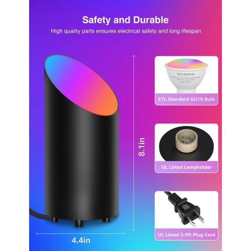SUNVIE 5W Smart Floor Can Light Dimmable Uplights Indoor, RGBCW, 2PCS