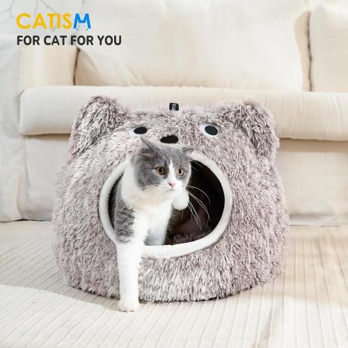 CATISM Cat Bed - Cat Beds for Indoor Cats, Soft Plush Cats Cave, Washable Cave for Kitty