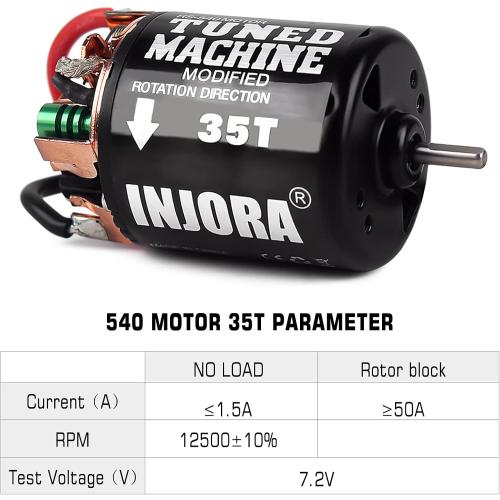 INJORA 540 Brushed Motor 35T Waterproof Motor for 1/10 RC Cralwer Car Axial SCX10 Pro SCX10 AXI03007 90046 TRX4 D90 Monster Truck （35T）