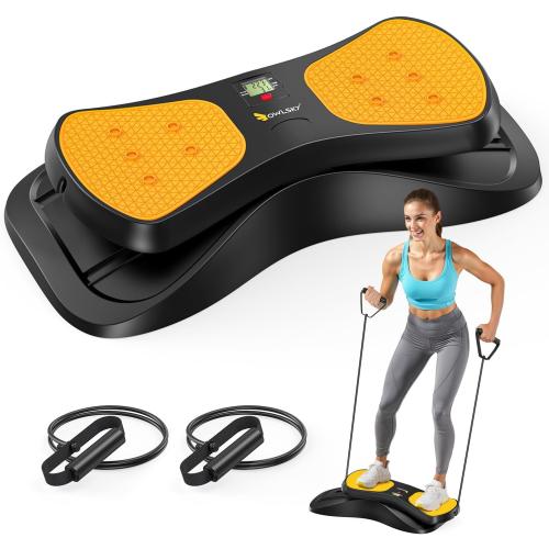 OWLSKY Balance Board with Resistance Bands, Portable Rock Stepper Featuring LCD Monitor, 330 lbs Capacity Ski Machine for Full Body Workout