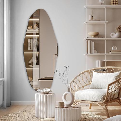 Irregular Wall Mirror, 19.6 * 47 Inch Asymmetrical Mirror Decor for Living Room Bedroom Bathroom Entryway
