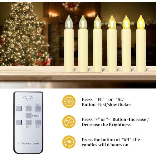 50PCS LED Flameless Candles Battery Operated Christmas Tree Candles with Remote, Button Cell Battery, Timer, Dimmer Battery Candle Flickering Warm Light Window Candle Christmas Home Decor