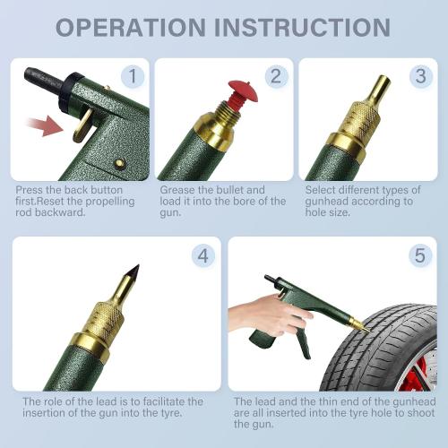 Tire Repair Kit Mushroom Plug - Heavy Duty Tubeless Puncture Fix for Cars, Motorcycles, Trucks, ATV, Tractors - Professional Flat Tire Patch Kit with 16 Plugs (Green)