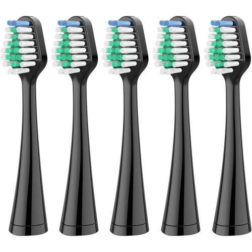 Replacement Toothbrush Heads for Waterpik Complete Care 5.0/9.0, and Compatible with AquaSonic Duo and Home Dental Center Electric Toothbruh, 5 Count(Pack of 1), Black