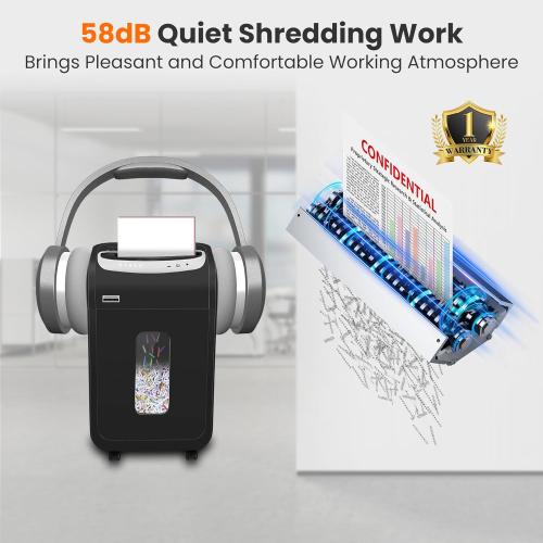 Paper Shredder for Home Office Heavy Duty with 60 Mins Running with US Patented Cutter,Shred CD/Card with Extra Large Bin,AUTO Jam Proof(ETL) (25-Sheet Cross Cut)