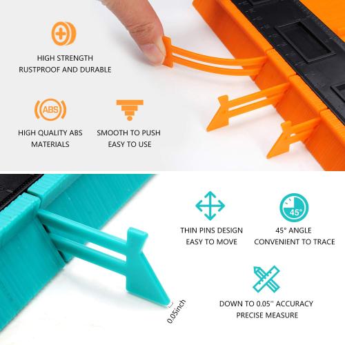 Contour Gauge with Lock, 2pcs 5&10 inch Profile Gauge Smart Measure Ruler Contour Duplicator Carpenter Tool for Vinyl Cutter Plank Install - Instant Template Instrument for Measuring and Cutting Wood