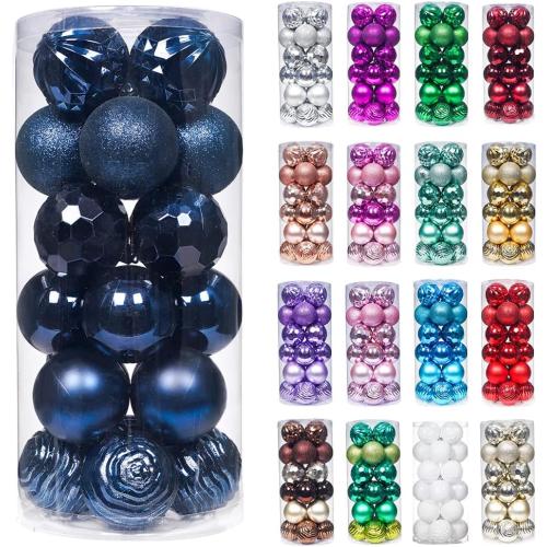 XmasExp 60mm/2.36 Christmas Ball Ornaments Shatterproof Christmas Ornaments Set Decorations for Xmas Tree Balls - 24ct (2.36'', Blue)