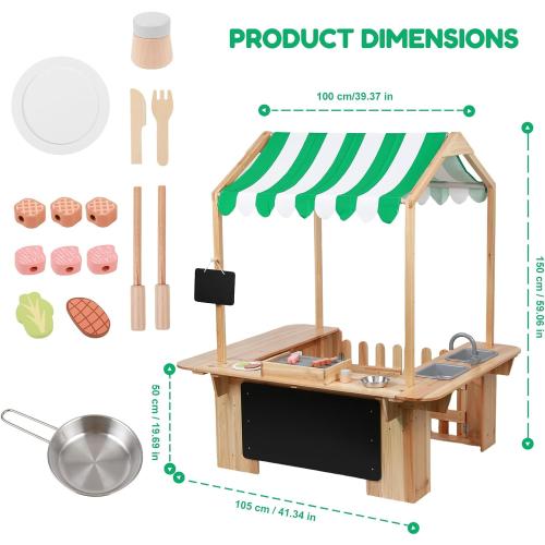 EDUBEBO Kids Outdoor Playhouse, Mud Kitchen, BBQ Toys,Outdoor playsets, Ideal Role Play Toy Gift for Toddlers and Kids Ages 3-8 (Yellow)