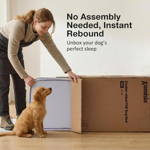 ZOMISIA Breathable Orthopedic Dog Bed for Medium Dog, Reversible Warm & Cooling Dog Bed Mattress for All Season, 4 Thick Honeycomb Supportive Pet Bed with Detachable Non-Slip Bottom, Waterproof Cover