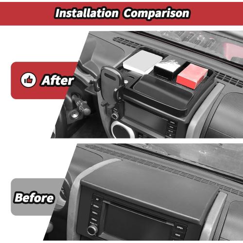 JeCar for JK Phone Holder Mount Center Console Dash Tray Storage Organizer for 2007-2010 Jeep Wrangler JK JKU