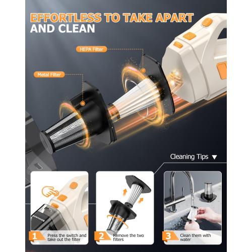 BQYPOWER Handheld Vacuum Cordless, 16000PA Strong Suction Hand Held Vacuum Dust Busters Cordless Rechargeable with Multiple Accessories, Portable Car Vacuum Cleaner High Power for Car Home Office