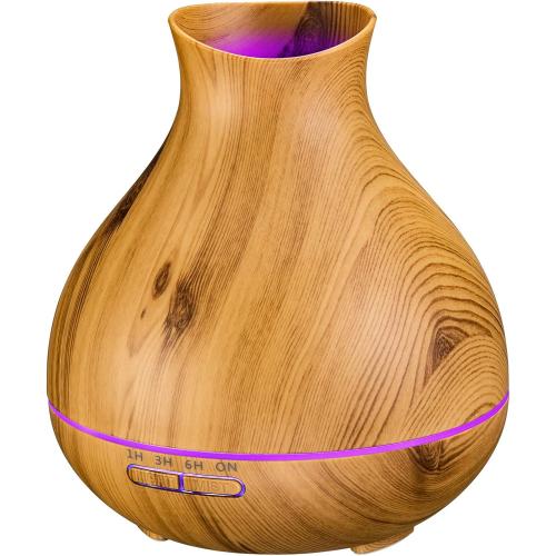 BZseed Aromatherapy Essential Oil Diffuser 550ml 12 Hours Wood Grain Aroma Diffuser with Timer Cool Mist Humidifier for Large Room, Home, Baby Bedroom, Waterless Auto Shut-off,7 Colors Lights Changing