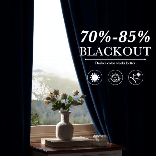 RYB HOME Navy Blue Pinch Pleated Velvet Blackout Curtains, Thermal Insulated Pinch Pleat Drapes with Hooks, Luxury Privacy Window Panels for Living Room Bedroom, 40 W x 90 L, 2 Panels Set