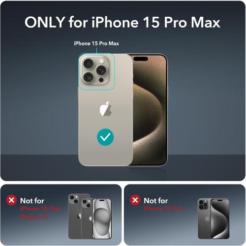 ESR for iPhone 15 Pro Max Case, Compatible with MagSafe, Full-Body Military-Grade Drop Proof Case for iPhone 15 Pro Max with Built-in 9H  Tempered Glass Screen Protector, Clear