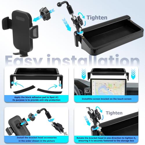 Car Phone Holder Fit for Toyota Tacoma 2024 2025 2026 W/Dash Tray Storge Box Organizer, Cell Phone Mount for Tacoma Accessories 14 inch Touch Screen 360 Degree Rotation (Not Fit 8 inch)