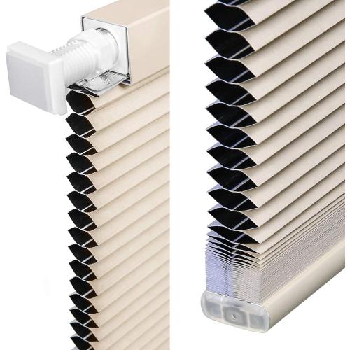 LazBlinds Cordless Cellular Shades, No Tools No Drill Blackout Honeycomb Shades Pleated Blinds for Windows, 33.5'' W x 48'' H, Soft Cream