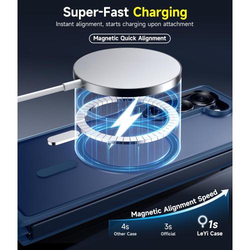 LeYi for Z-Fold-6 Case: Samsung Z Fold 6 Case [Compatible with MagSafe] with 2Pcs Screen Protector, Magnetic Integrated Structure Shockproof Protective for Galaxy Fold 6 Case, Royal Blue