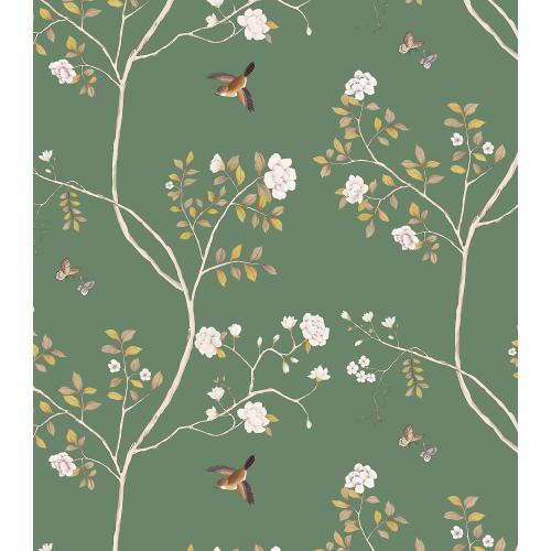 Hopepak Floral Wallpaper Peel and Stick Green Branch Bird Wallpaper for Bedroom Self Adhesive Removable Wall Paper Floral Contact Paper Cute Wallpapers for Bathroom Decor 16.1''x78.7''