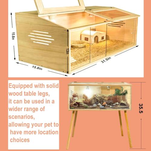 Brooder Box for Chicks,with Sliding Door,Table Legs,2 Types of Thermometer with Heat Lamp Set Suitable for Chicks/Duck/Parrot/Hamster(31.5×15.7×15.7)