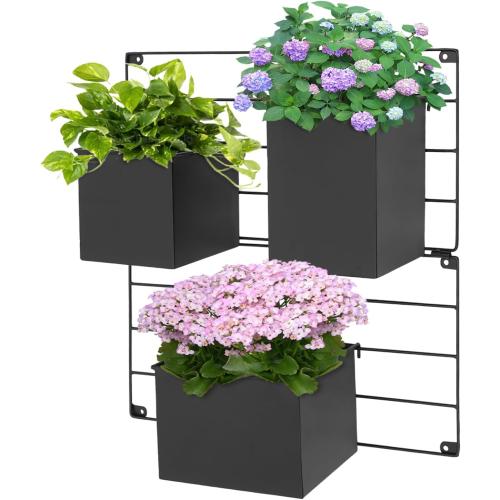 Kassell vertical wall planter  with 3 Pots for Indoor and Outdoor,Wall Mounted Plant Holder,Vertical Garden Wall Planter for Vegetables,Flowers,Herbs (Black)