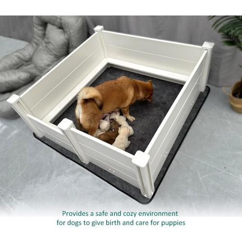 Whelping Box for Dogs,48 * 48 * 18in,with Pig Rails and Washable Pee Pad,for Small and Large Breed Puppies (Whelping Box with Pad)