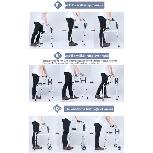 Folding Walker with Wheels,Stand-Up Aid,Portable,Lightweight,Aluminum Alloy