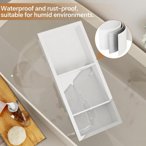 White 3-Tier Stainless Steel Shower Niche Insert, 29'' * 12'' No Tile Needed Bathroom Niche for Shower Wall, Recessed Wall Cabinet Shelves for Drywall, Living Room, in Wall Shower Shelves, White