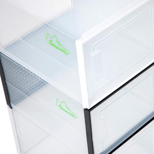 WHITE Size XL 6 pack - 14.6 Inches Long for BIG Shoes & Sneakers, Shoe Storage Organizer, Shoe Storage Boxes, Shoe Box Clear Plastic Stackable, Shoe Containers, Shoe Organizer for Closet