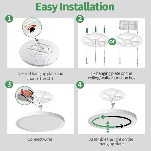 2PK 16 COLOR BLACK LED Flush Mount Ceiling Light, 32W, 3480LM, 3000K/4000K/6000K CCT Selectable, Round Flat Panel Light Low Profile Ceiling Fitures for Hallway, Kitchen, Bedroom, Laundry Room
