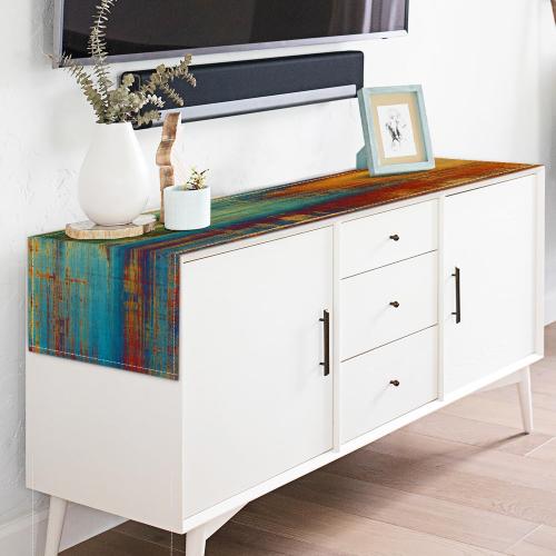 Small Table Runner Vintage Abstract Blue and Orange Table Runner Messy Rust Painting Farmhouse Coffee Table Runners for Kitchen Dining Table Home Decor 36