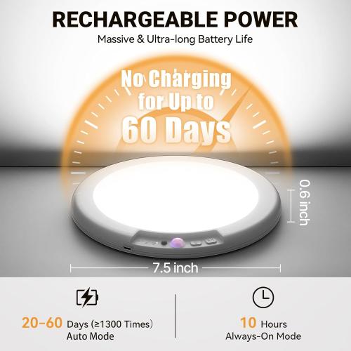 Wireless Closet Lights Motion Sensor - No Wiring Rechargeable Ceiling Light Night Light Indoor, Battery Operated Led Lights for Bedroom with Remote, Living Room Bathroom Home & Kitchen Decor Lighting