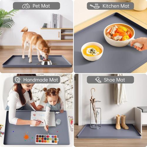 FLATO Waterproof Under Sink Mat 34 x 22 Shelf Liner for Kitchen and Bathroom, Cabinet Protector, Organizers and Storage, Flexible Silicone Drip Tray